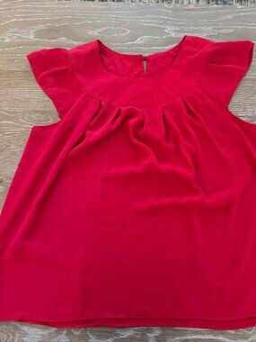 Womens Stitch Fix Papermoon Red Matti Pleated front blouse top size Large